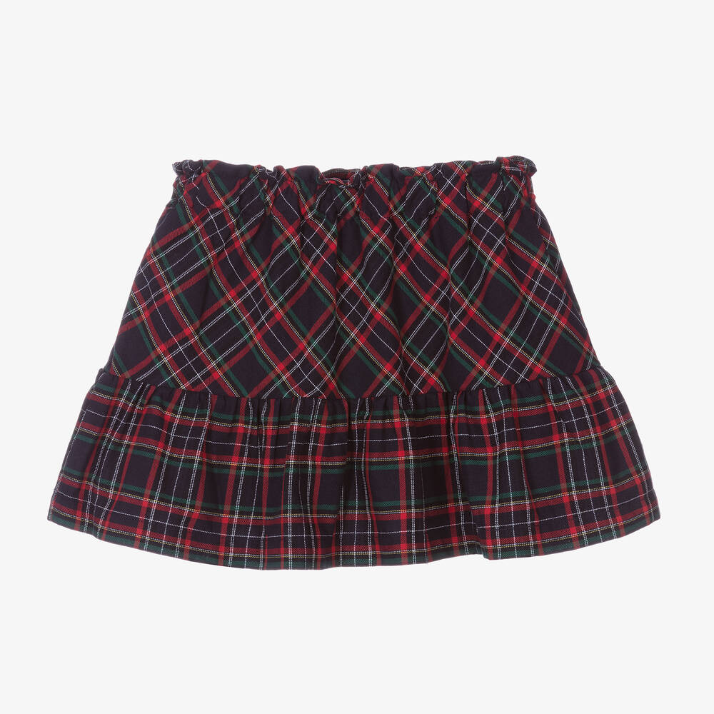 Dr. Kid Girls Navy Blue Red Tartan Skirt