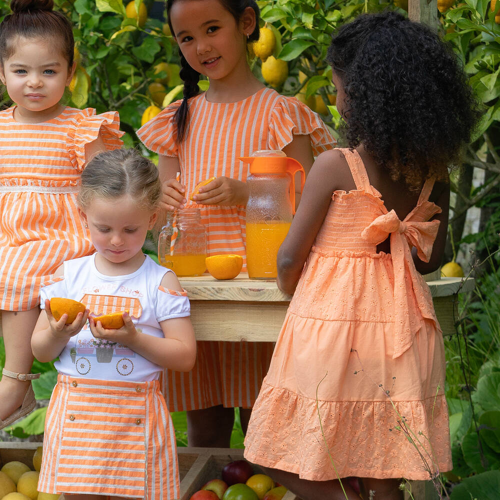 Dr. Kid-Girls Orange Broderie Anglaise Dress | Childrensalon Outlet