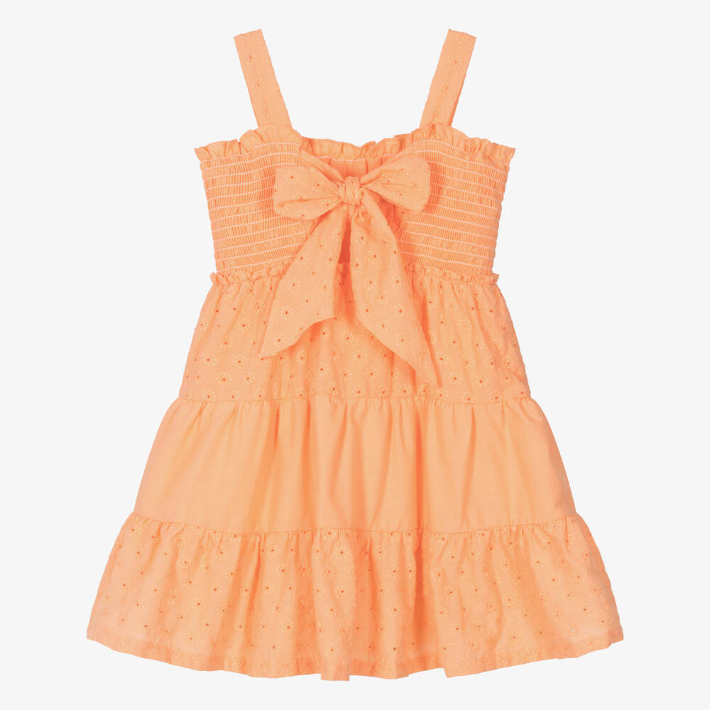 Dr. Kid-Girls Orange Broderie Anglaise Dress | Childrensalon Outlet