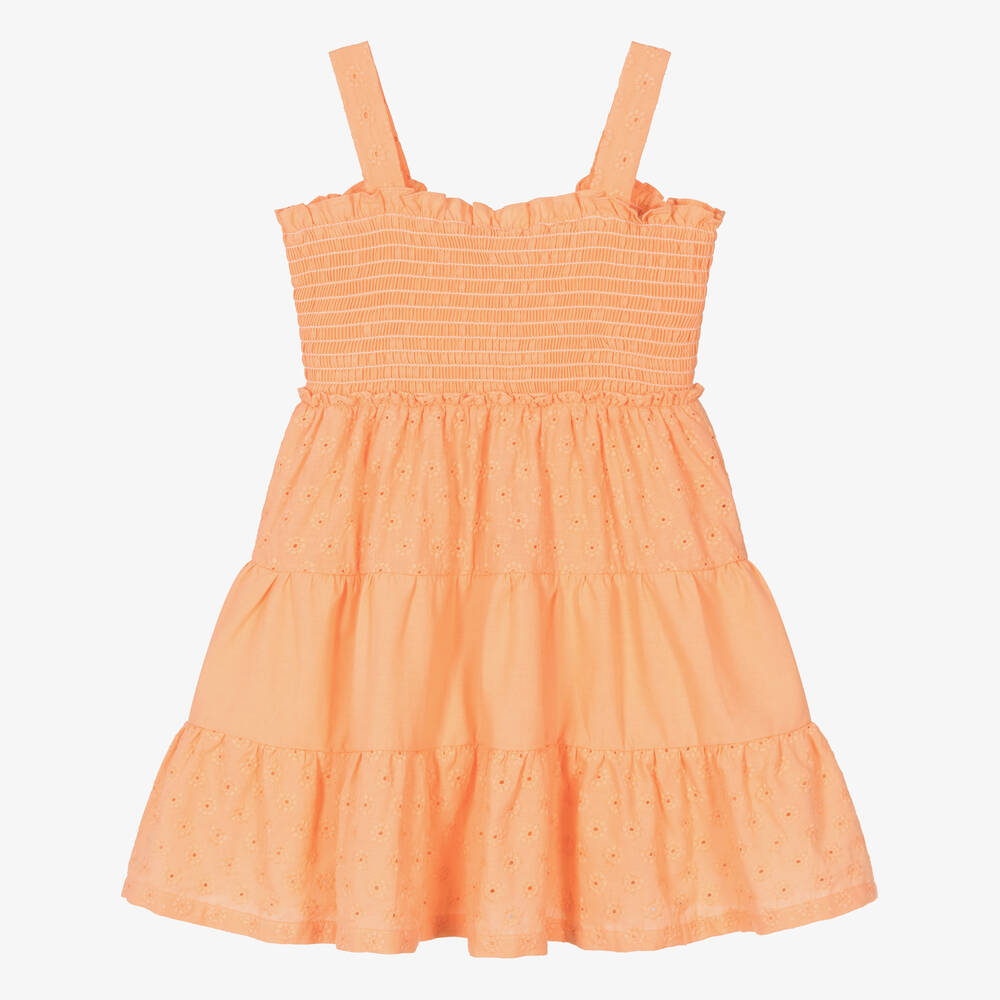 Dr. Kid-Girls Orange Broderie Anglaise Dress | Childrensalon Outlet