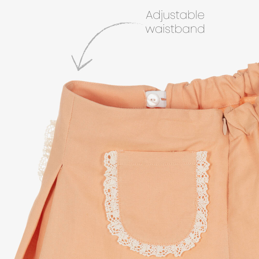 Dr. Kid-Girls Pale Orange Skirt with Lace Trim | Childrensalon Outlet