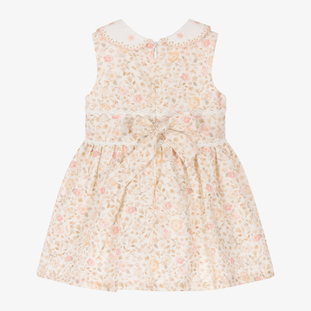 Dr. Kid-Girls Pale Pink & Beige Floral Lace Dress | Childrensalon Outlet