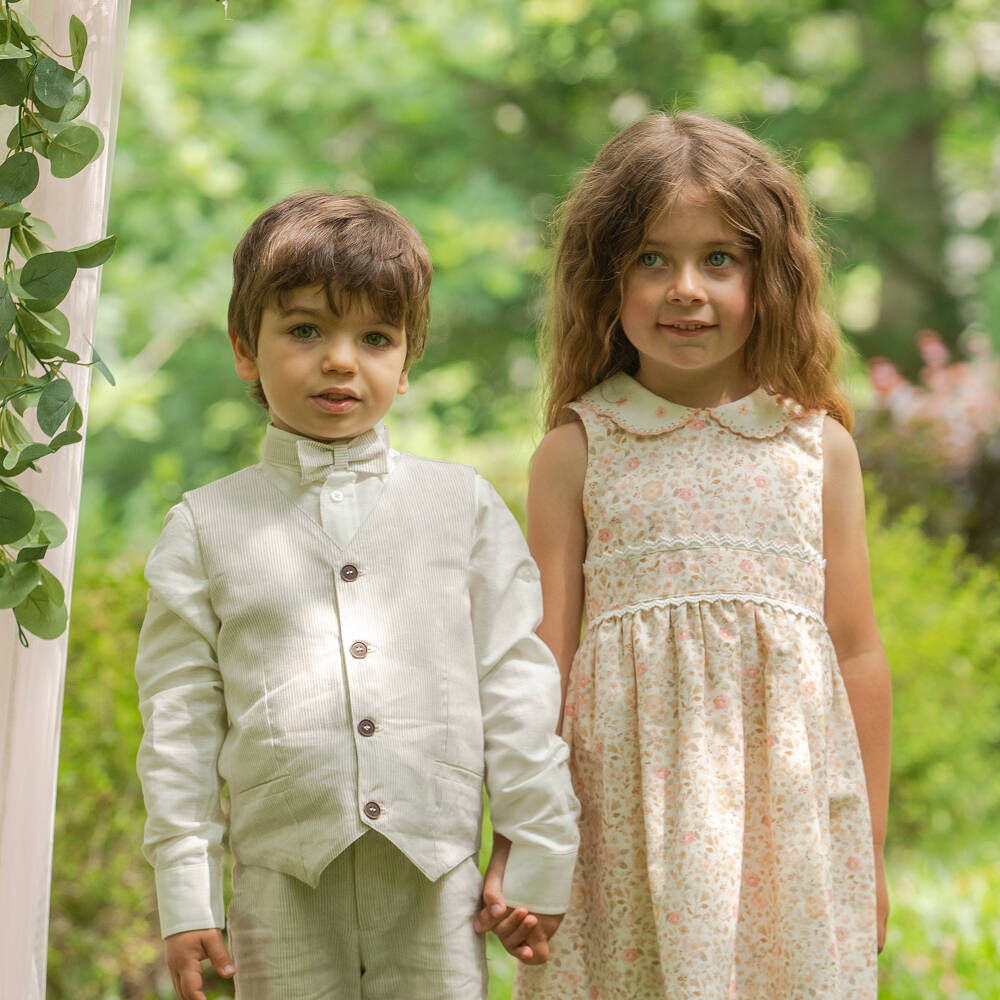 Dr. Kid-Girls Pale Pink & Beige Floral Lace Dress | Childrensalon Outlet