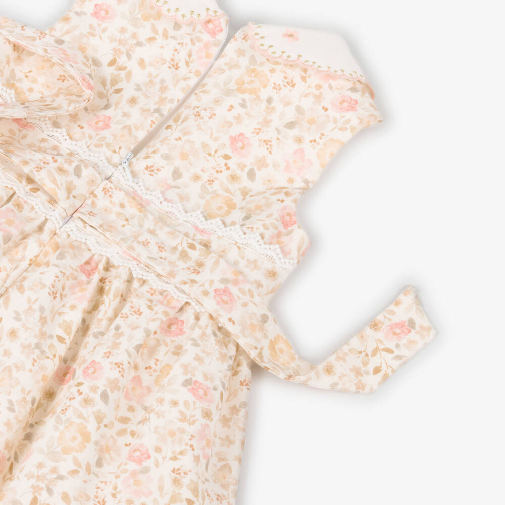 Dr. Kid-Girls Pale Pink & Beige Floral Lace Dress | Childrensalon Outlet