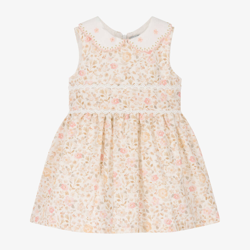 Dr. Kid-Girls Pale Pink & Beige Floral Lace Dress | Childrensalon Outlet
