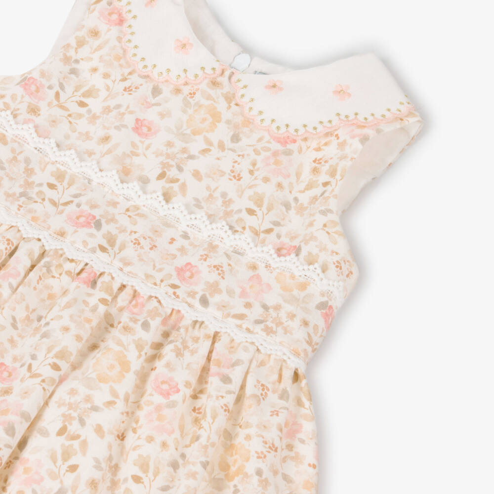 Dr. Kid-Girls Pale Pink & Beige Floral Lace Dress | Childrensalon Outlet