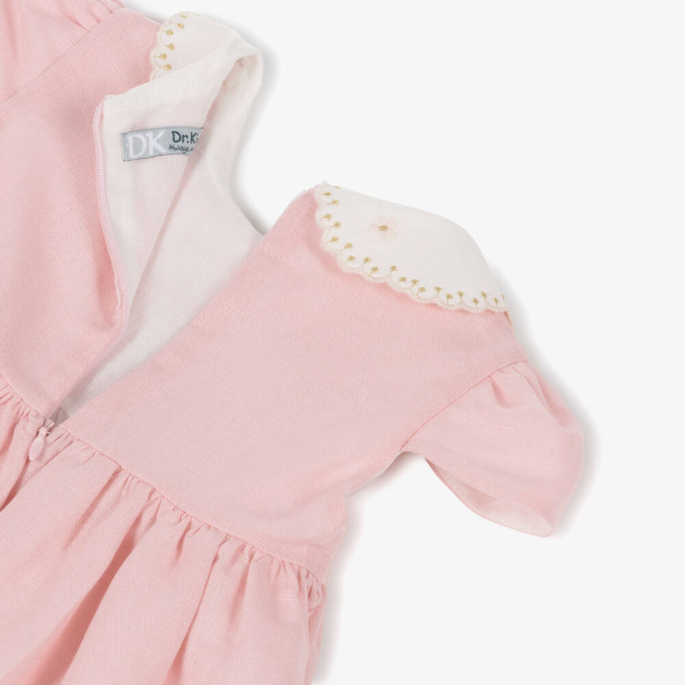 Dr. Kid-Girls Pale Pink Smocked Dress with Floral Embroidery | Childrensalon Outlet