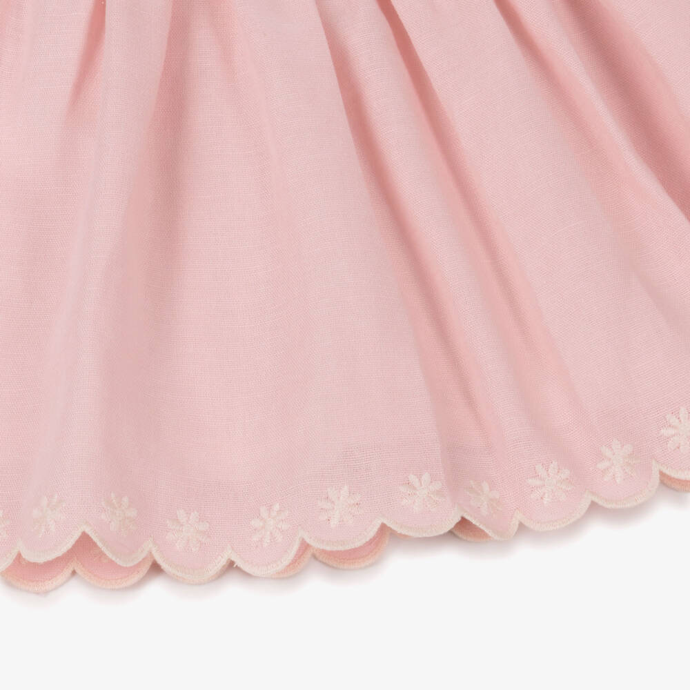 Dr. Kid-Girls Pale Pink Smocked Dress with Floral Embroidery | Childrensalon Outlet