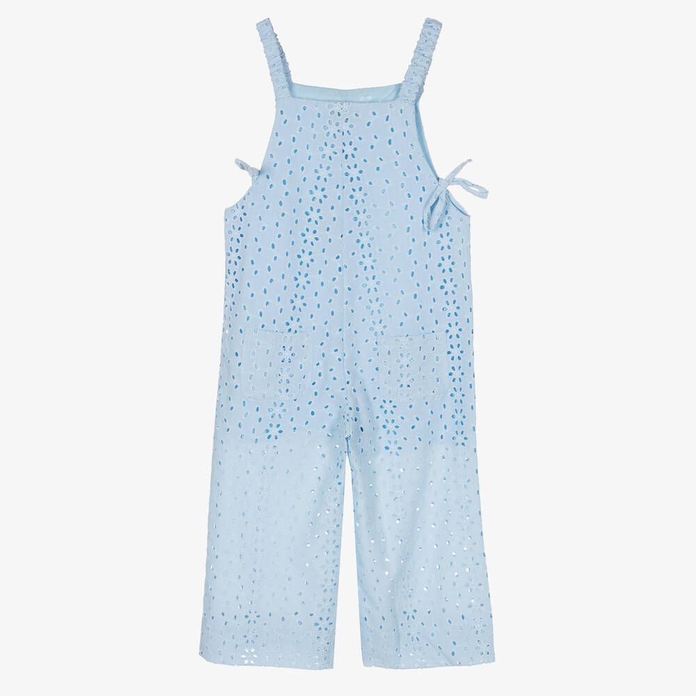 Dr. Kid-Girls Pastel Blue Embroidered Jumpsuit | Childrensalon Outlet