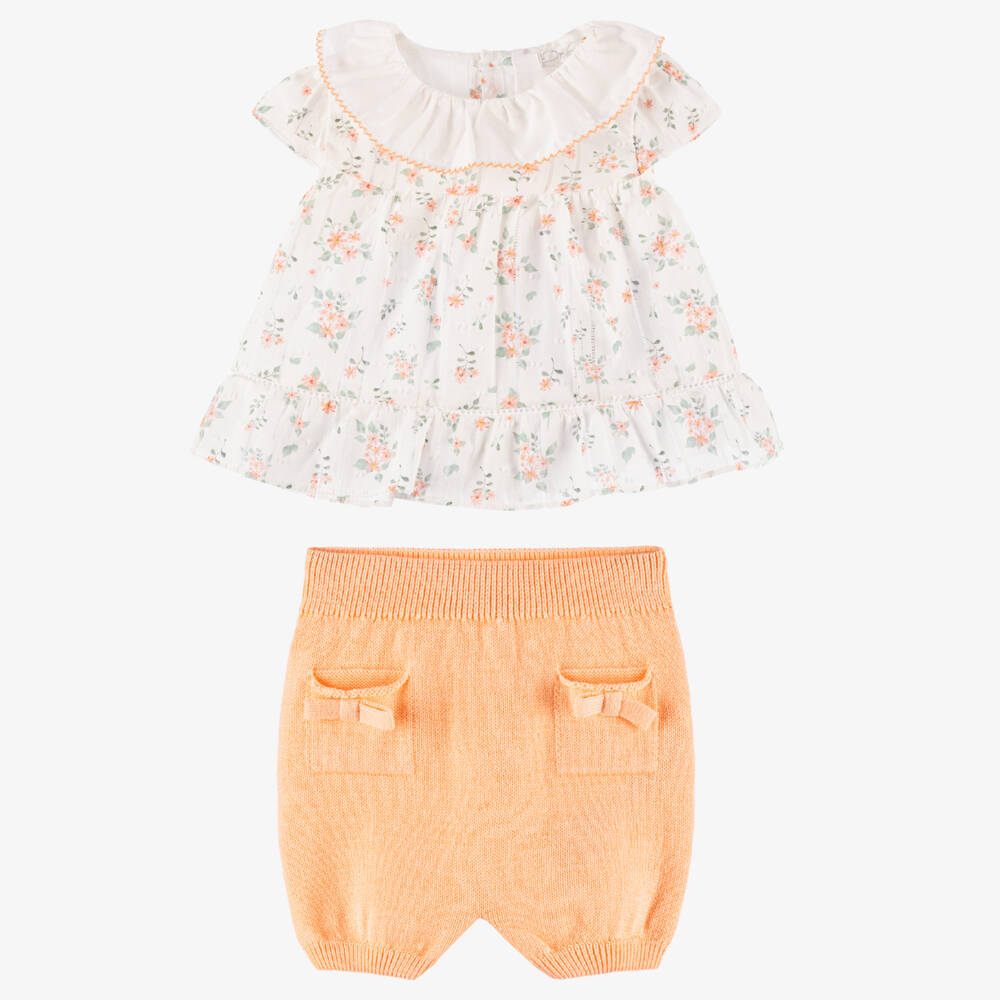 Dr. Kid-Girls Pastel Orange Knit Ensemble | Childrensalon Outlet