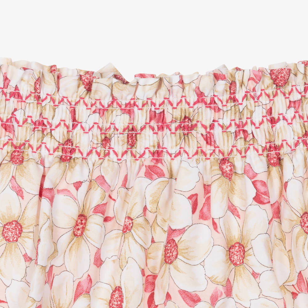 دكتور كيد-تنورة قطن لون زهري وبيج بطبعة ورود | Childrensalon Outlet