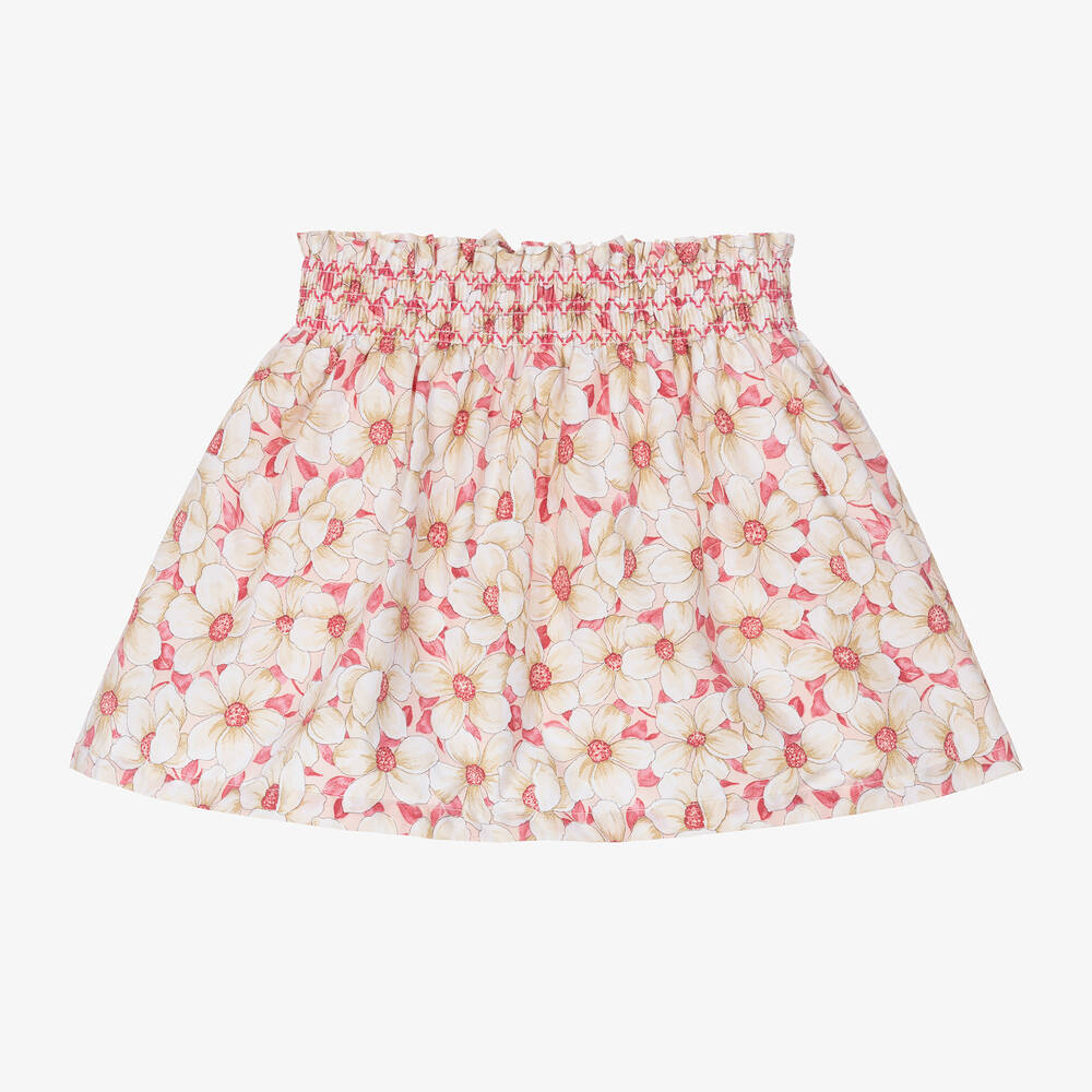 دكتور كيد-تنورة قطن لون زهري وبيج بطبعة ورود | Childrensalon Outlet