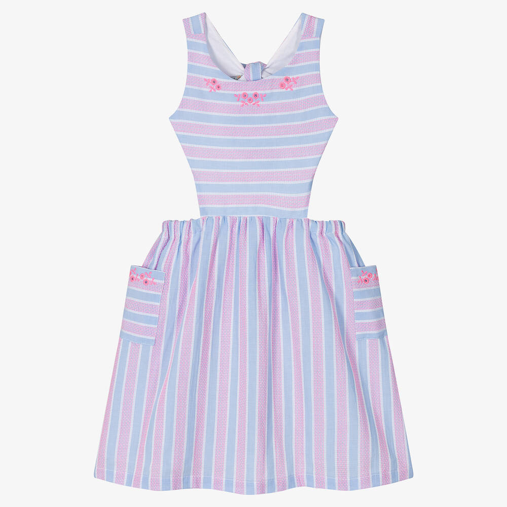 Dr. Kid - Girls Pink & Blue Cut-Out Sides Dress | Childrensalon