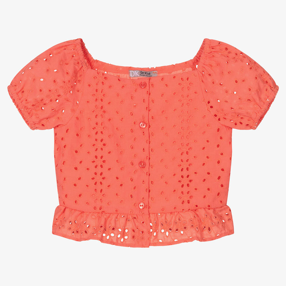 Dr. Kid - Rosa Bluse mit Lochstickerei | Childrensalon