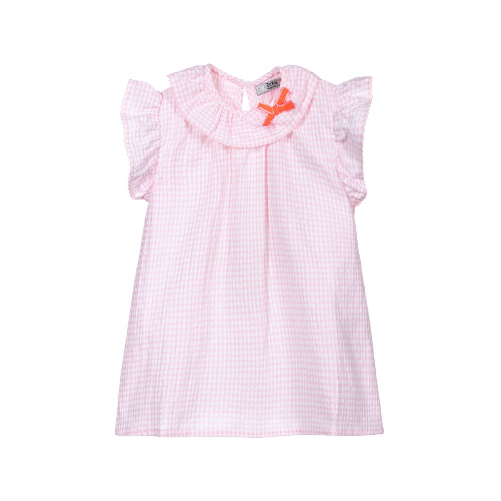 Dr. Kid - Girls Pink Check Blouse | Childrensalon