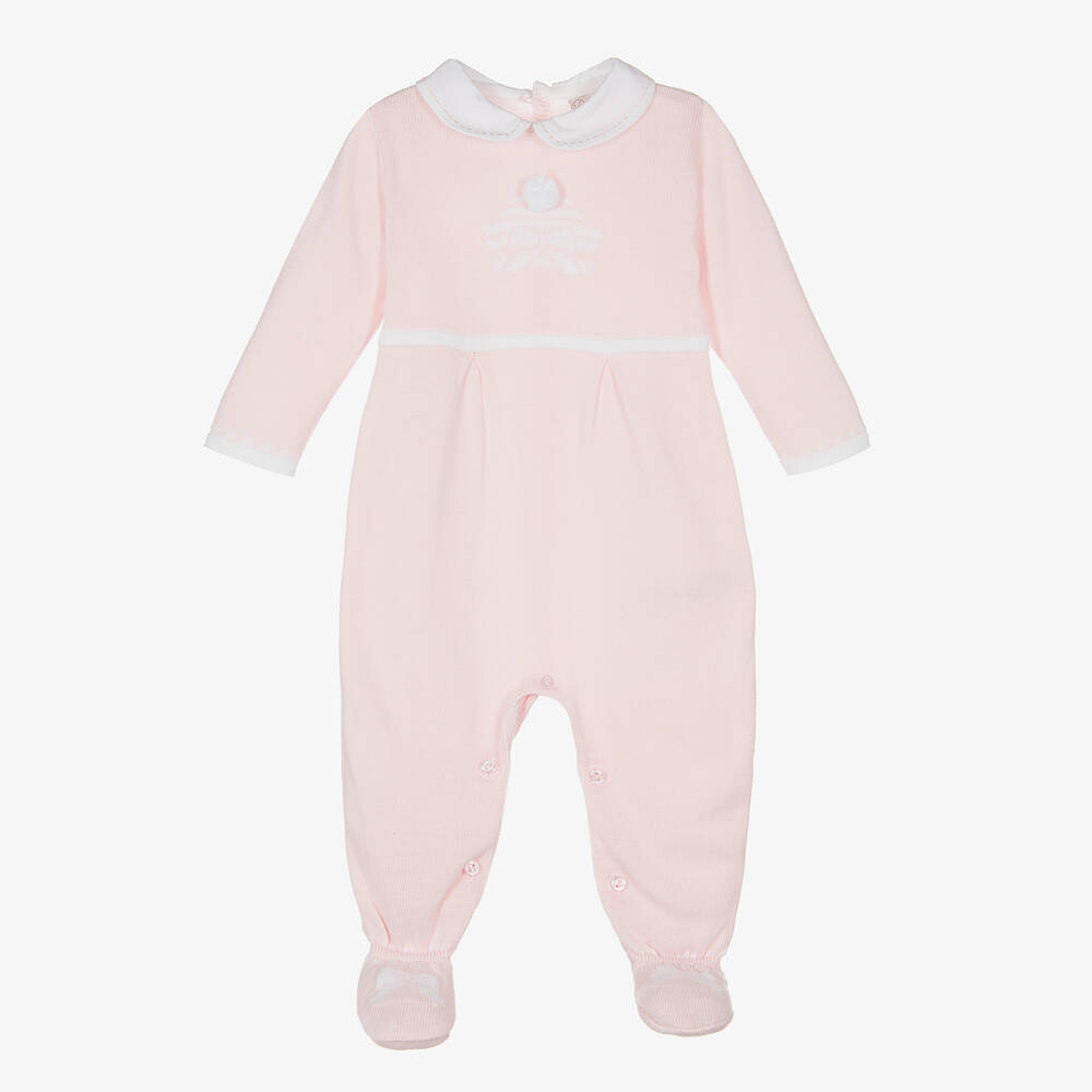 Dr. Kid-Girls Pink Cotton Knit Babygrow | Childrensalon Outlet