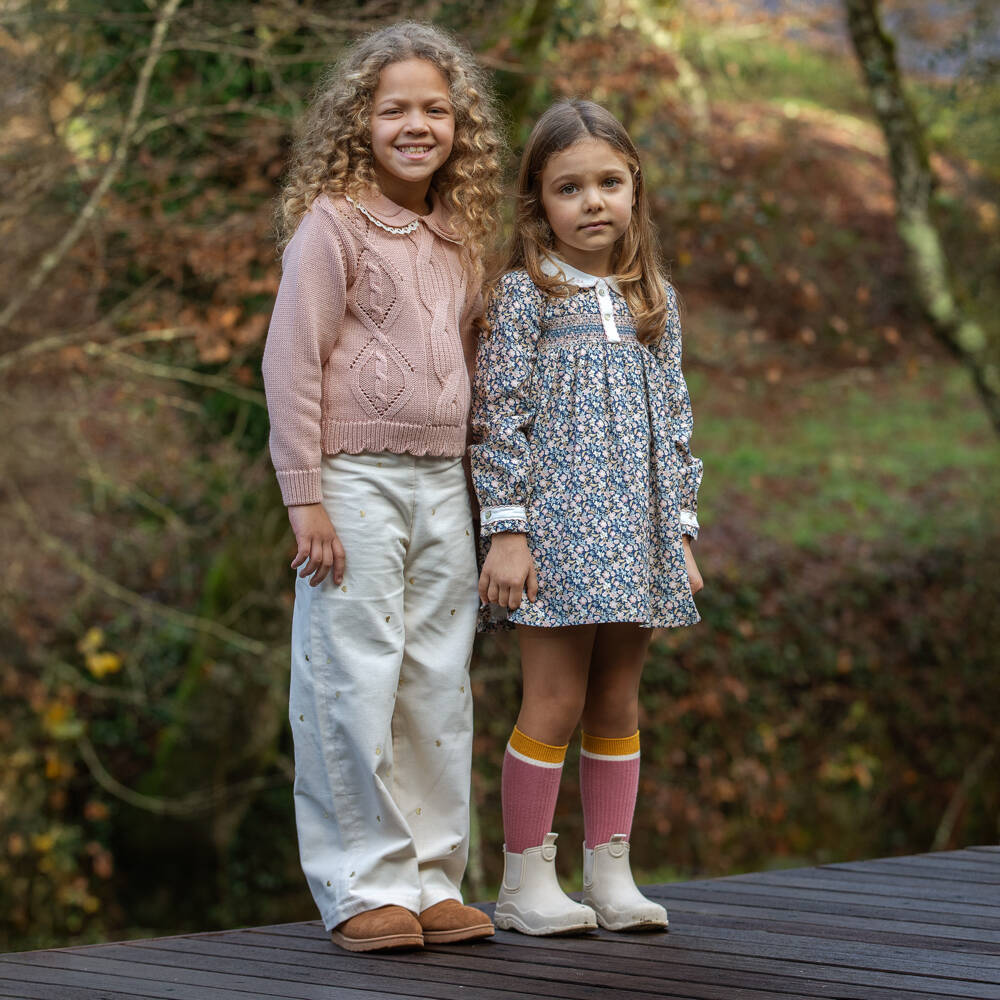 Dr. Kid-Girls Pink Cotton & Wool Cable Knit Jumper | Childrensalon Outlet