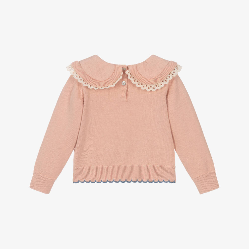 Dr. Kid-Girls Pink Cotton & Wool Knitted Jumper | Childrensalon Outlet