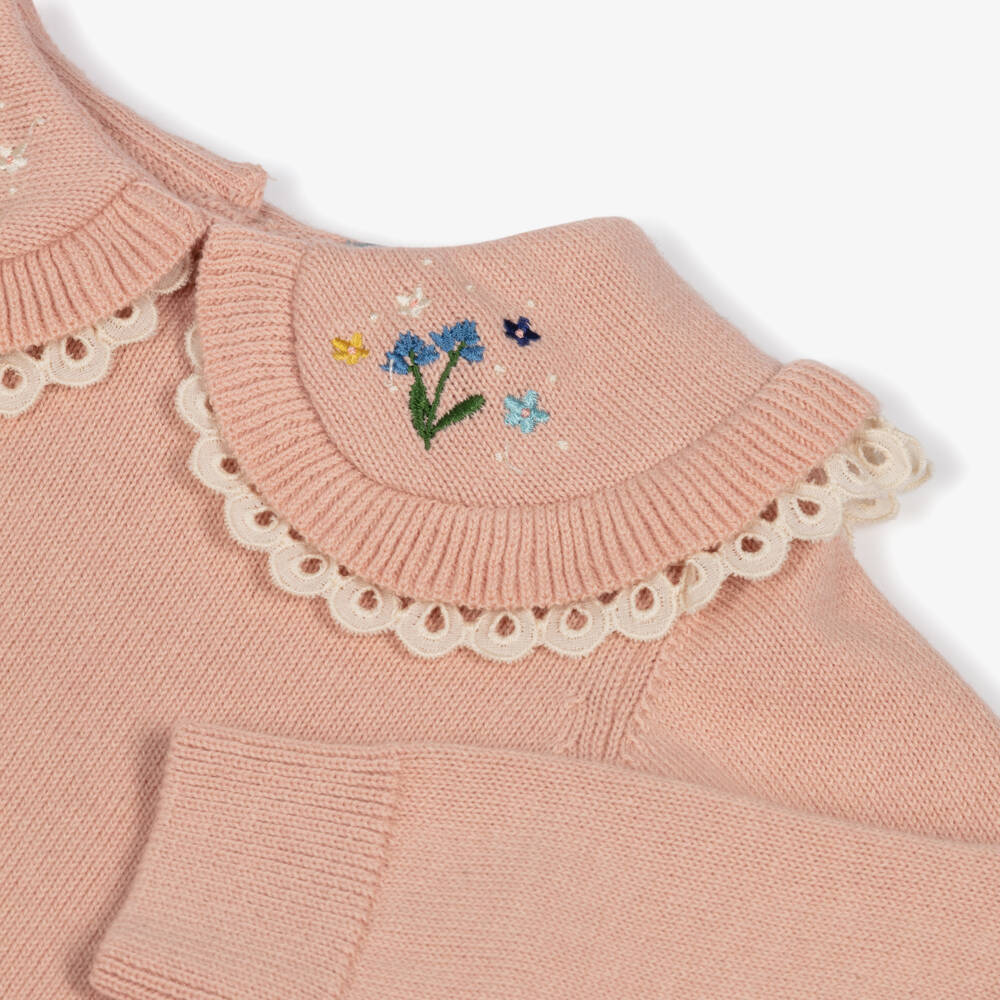 Dr. Kid-Girls Pink Cotton & Wool Knitted Jumper | Childrensalon Outlet
