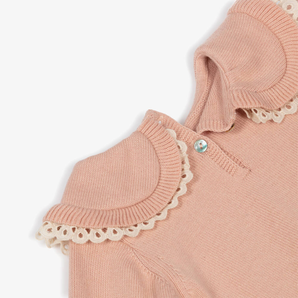 Dr. Kid-Girls Pink Cotton & Wool Knitted Jumper | Childrensalon Outlet