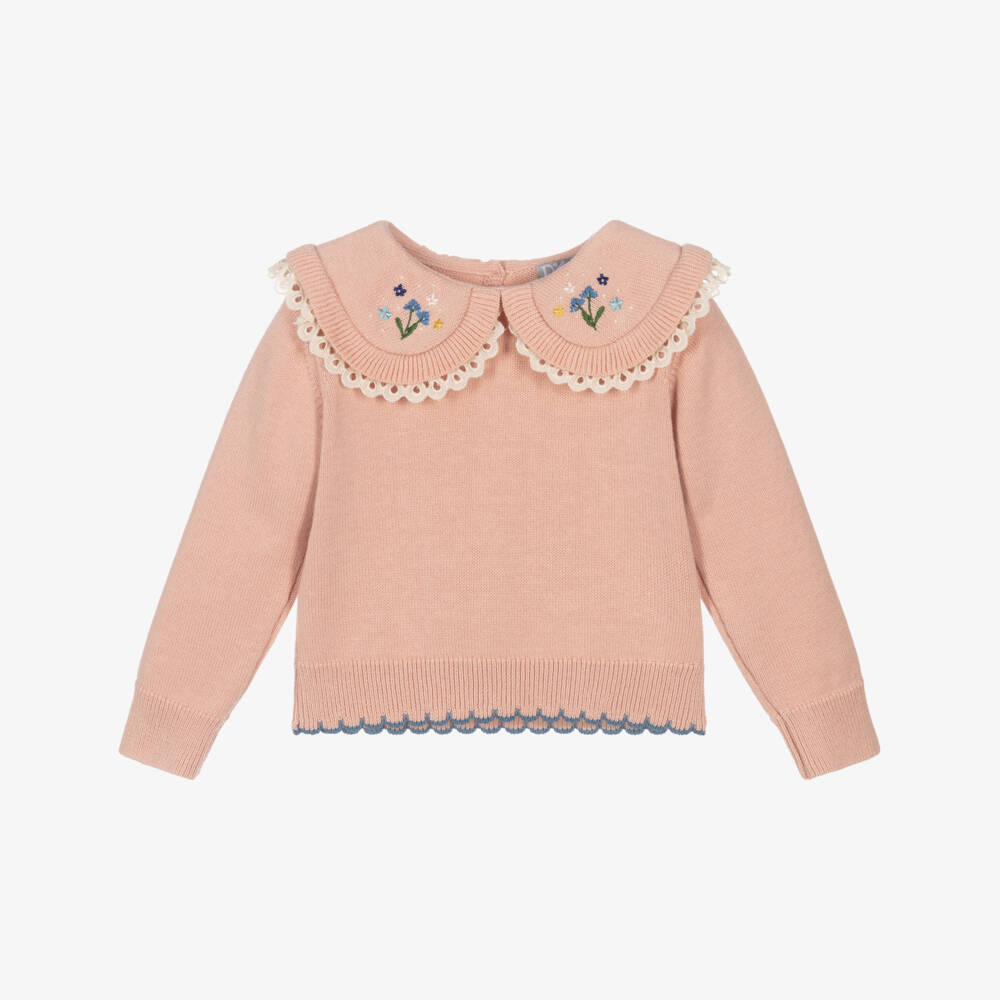 Dr. Kid-Girls Pink Cotton & Wool Knitted Jumper | Childrensalon Outlet