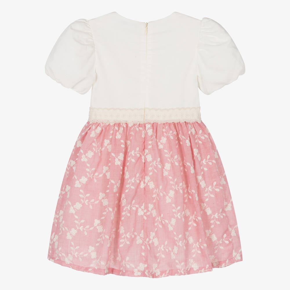 Dr. Kid-Girls Pink Embroidered Cotton Dress | Childrensalon Outlet