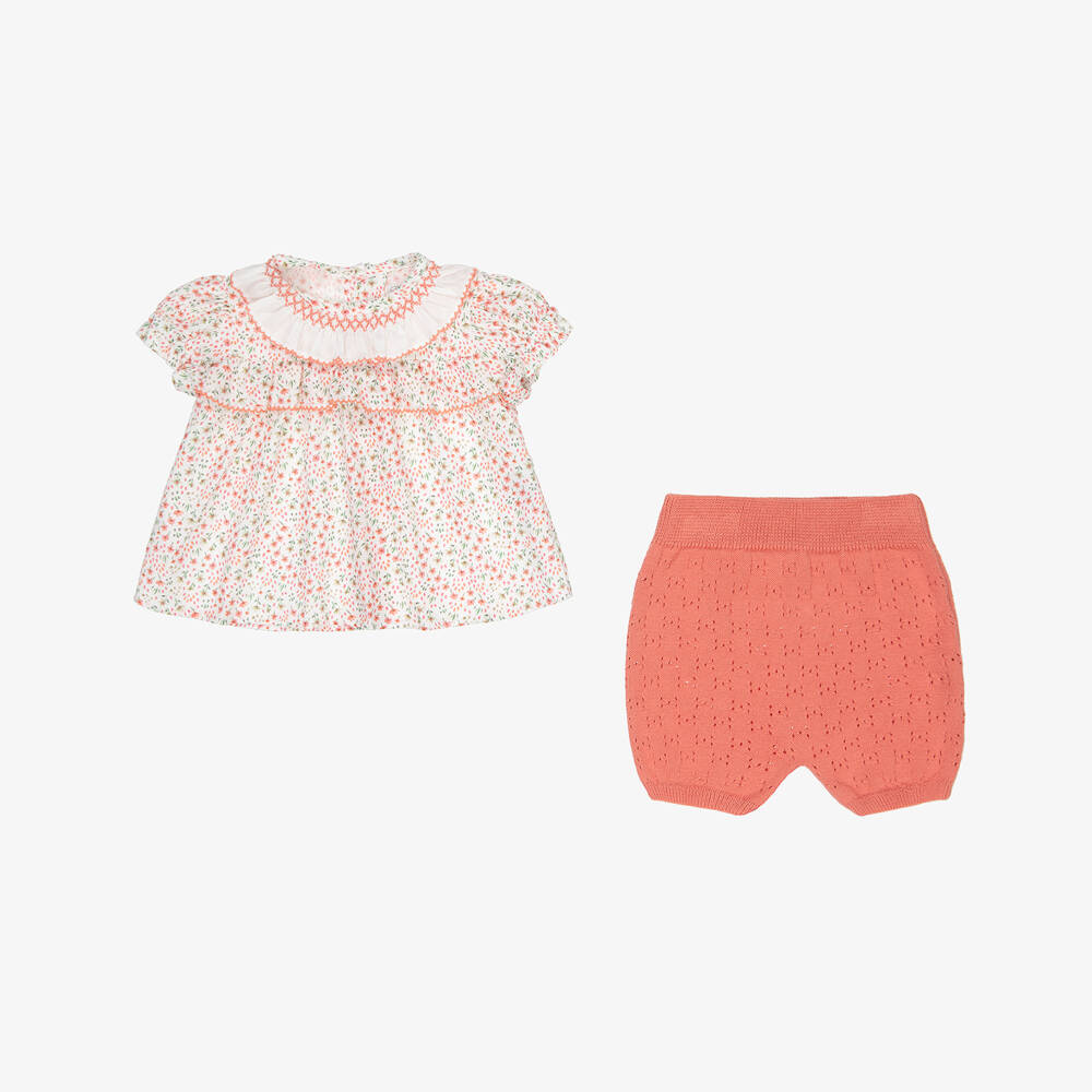 Dr. Kid-Розовый вязаный комплект с цветочным узором для девочек | Childrensalon Outlet