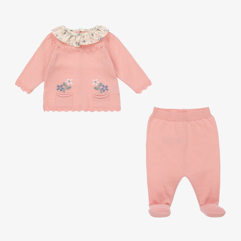 Dr. Kid-أفرول بيبي غرو مزيج قطن محبوك لون زهري - قطعتين | Childrensalon Outlet