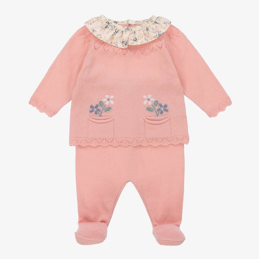 Dr. Kid-Girls Pink Knitted 2 Piece Babygrow | Childrensalon Outlet