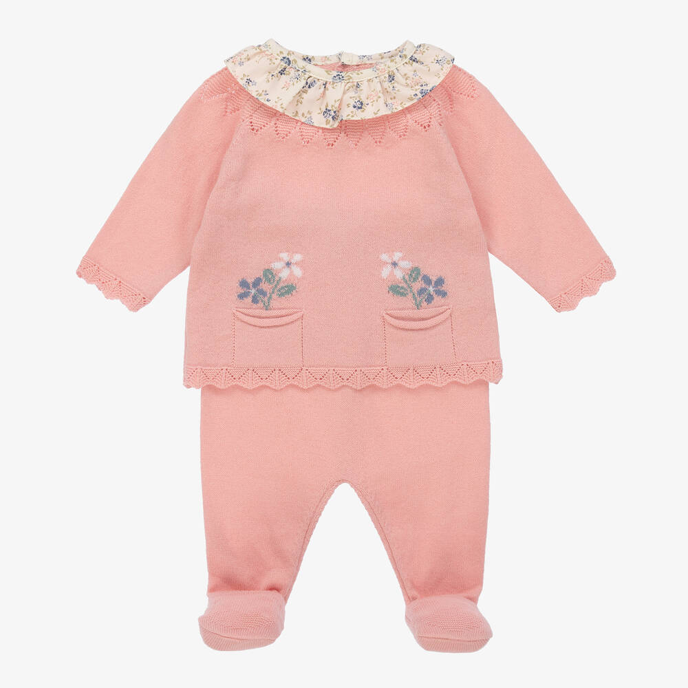 Dr. Kid - Girls Pink Knitted 2 Piece Babygrow | Childrensalon