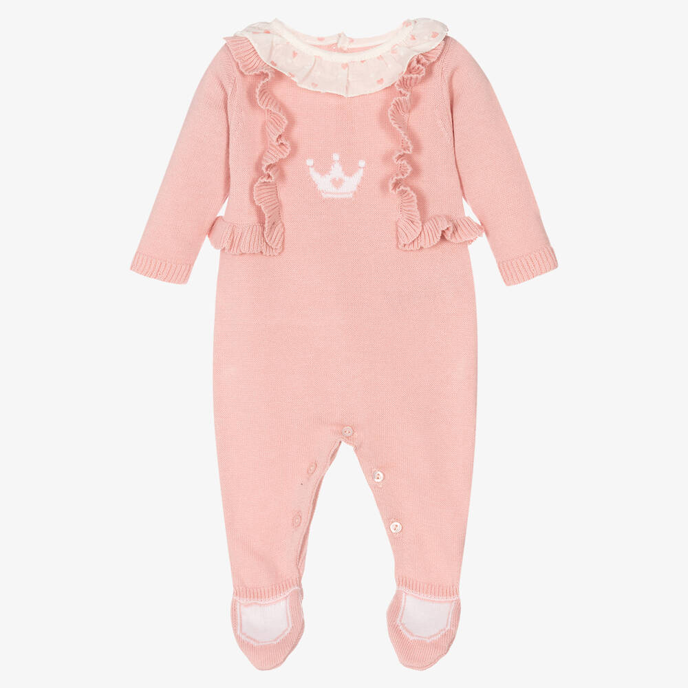 Dr. Kid - Girls Pink Knitted Babygrow | Childrensalon