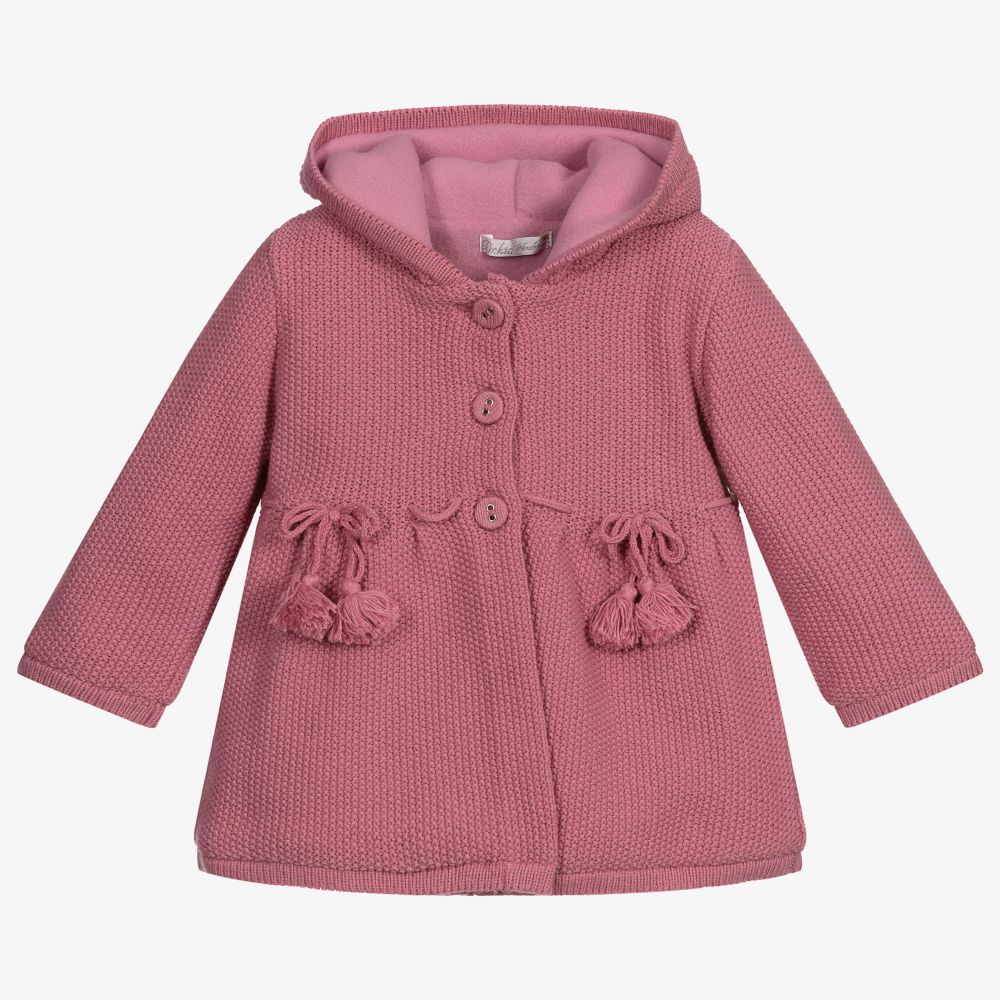 Dr. Kid - Girls Pink Knitted Hooded Coat | Childrensalon