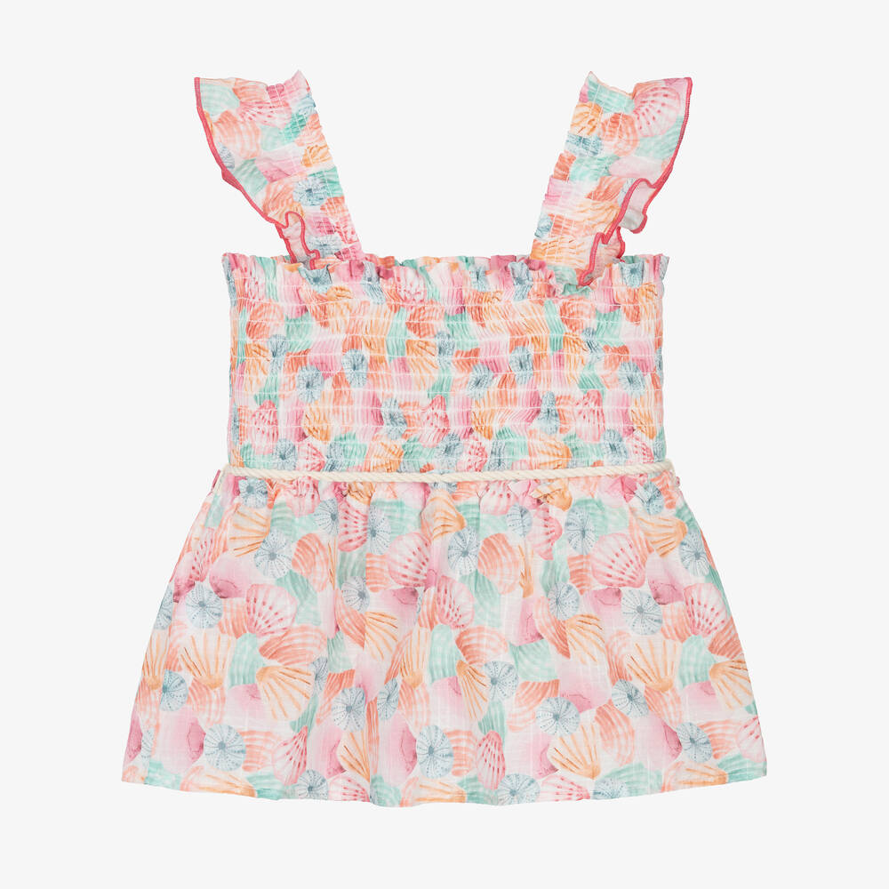 Dr. Kid-Girls Pink Shell Print Cotton Top | Childrensalon Outlet