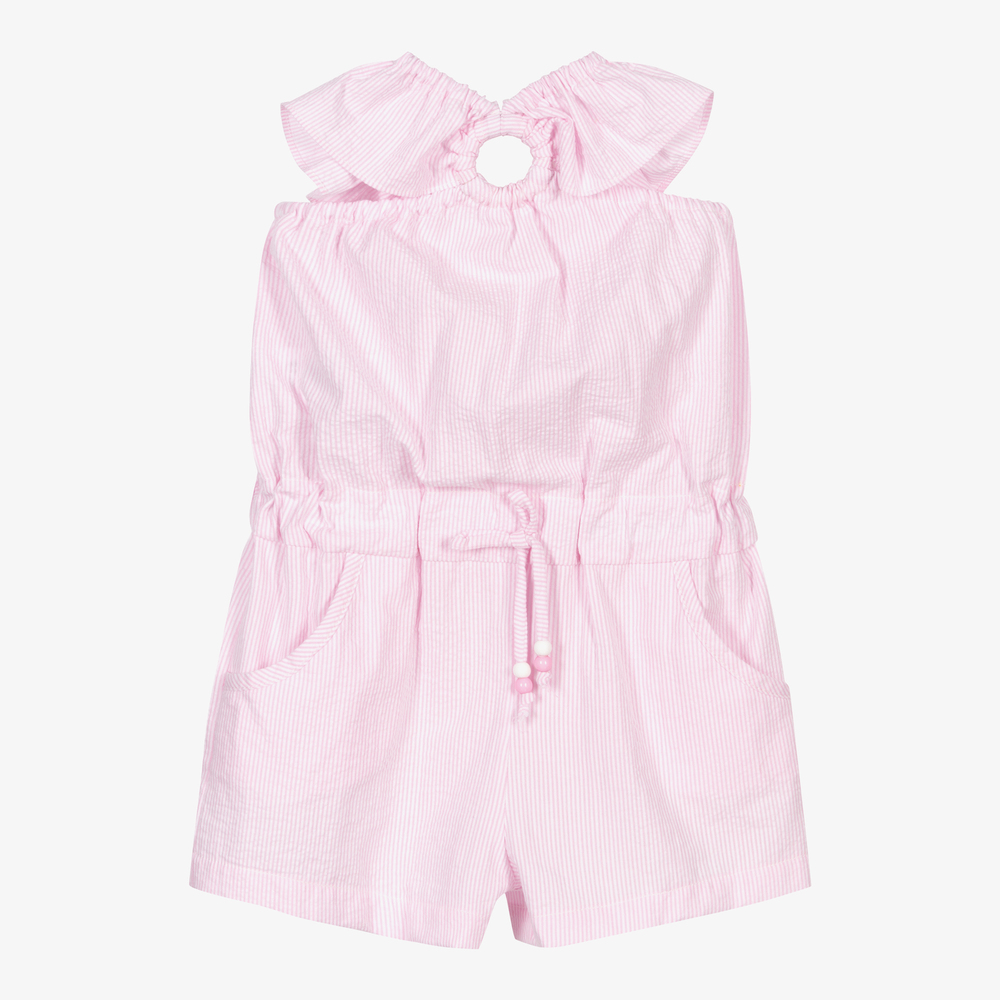 Dr. Kid - Pink gestreifter Playsuit für Mädchen | Childrensalon