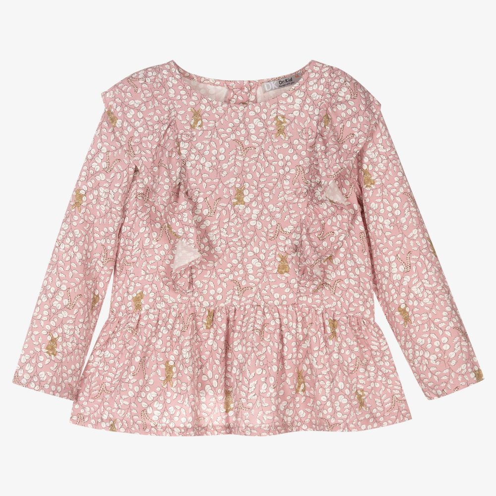 Dr. Kid - Girls Pink Viscose Blouse | Childrensalon