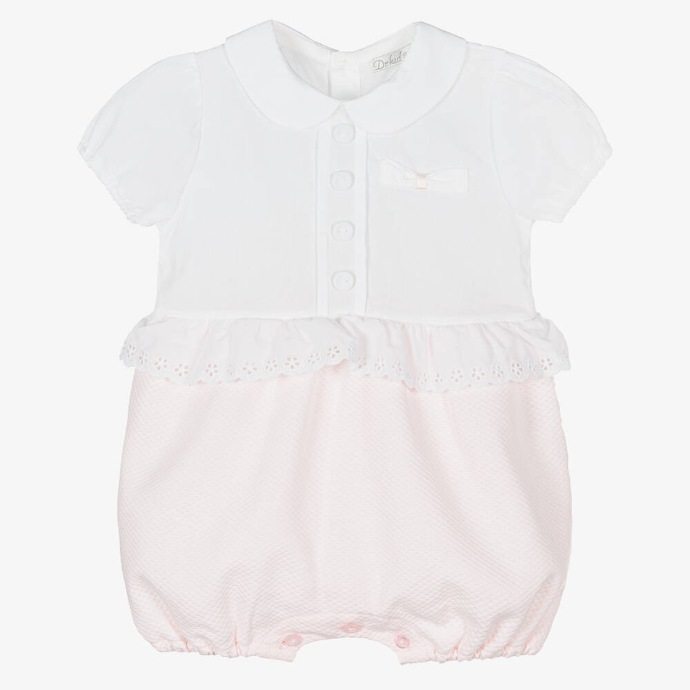 Dr. Kid - Girls Pink & White Cotton Shortie  | Childrensalon
