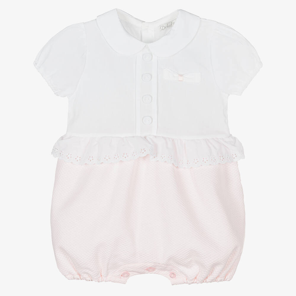 Dr. Kid-Girls Pink & White Cotton Shortie  | Childrensalon Outlet