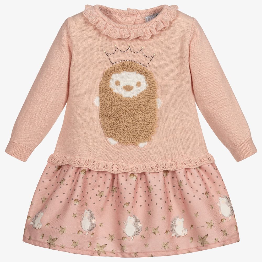 Dr. Kid - Girls Pink Wool Dress | Childrensalon