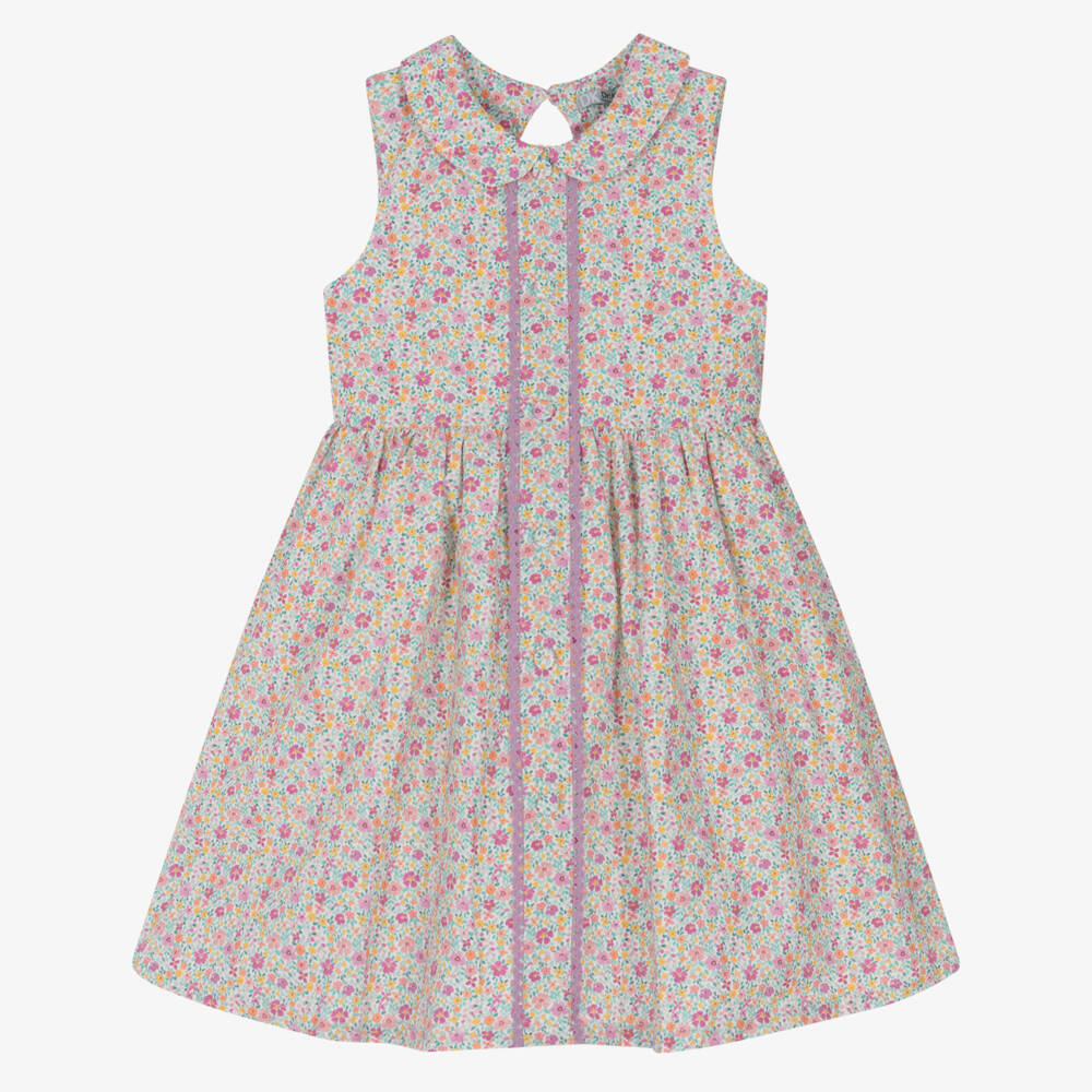 Dr. Kid-Girls Purple Floral Cotton Sleeveless Dress | Childrensalon Outlet