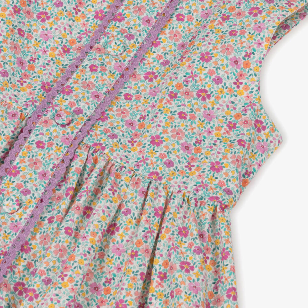 Dr. Kid-Girls Purple Floral Cotton Sleeveless Dress | Childrensalon Outlet