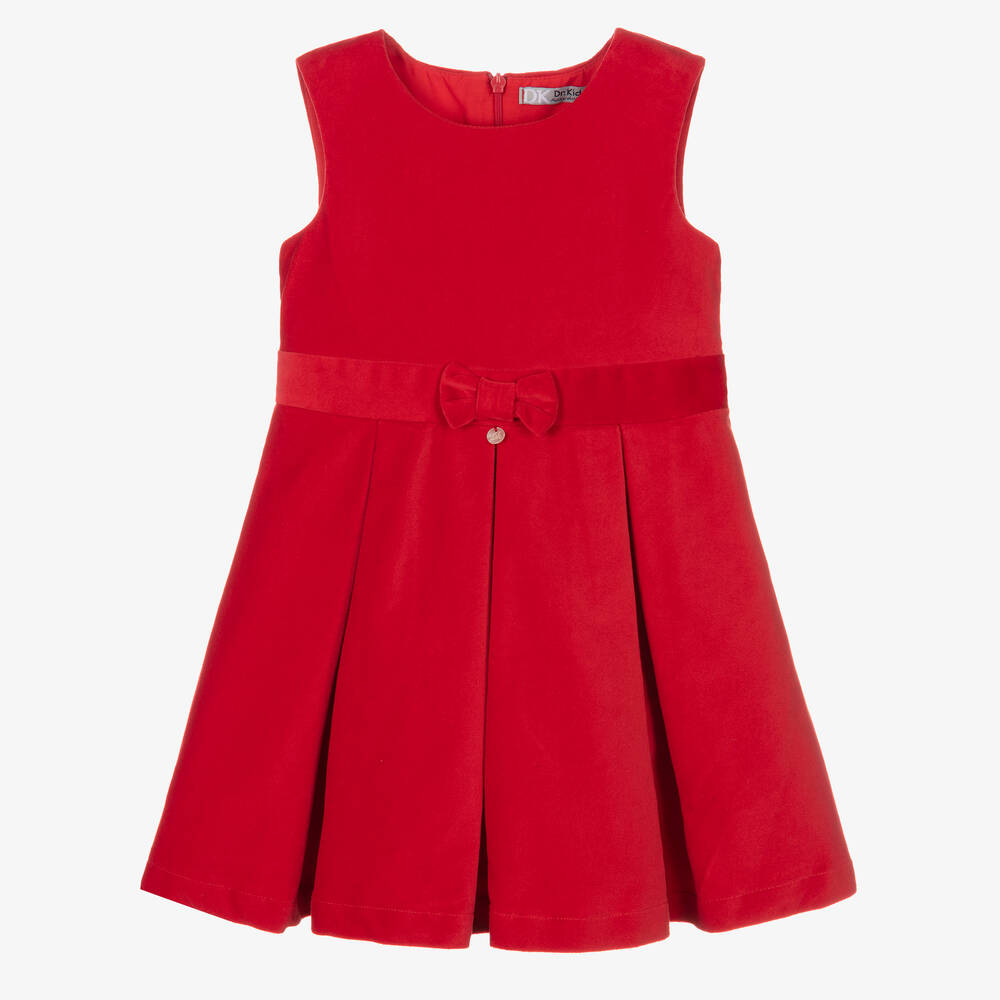 Dr. Kid - Girls Red Brushed Cotton Dress | Childrensalon