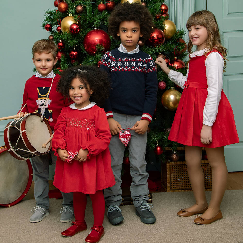 Dr. Kid-Girls Red Brushed Cotton Dress | Childrensalon Outlet