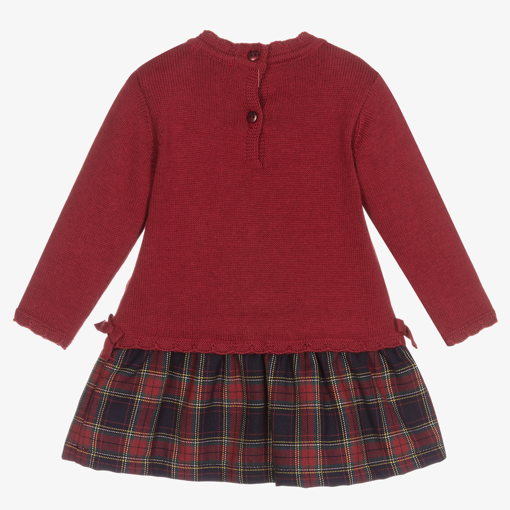 Dr. Kid-فستان مزيج قطن وصوف كاروهات لون أحمر وكحلي | Childrensalon Outlet