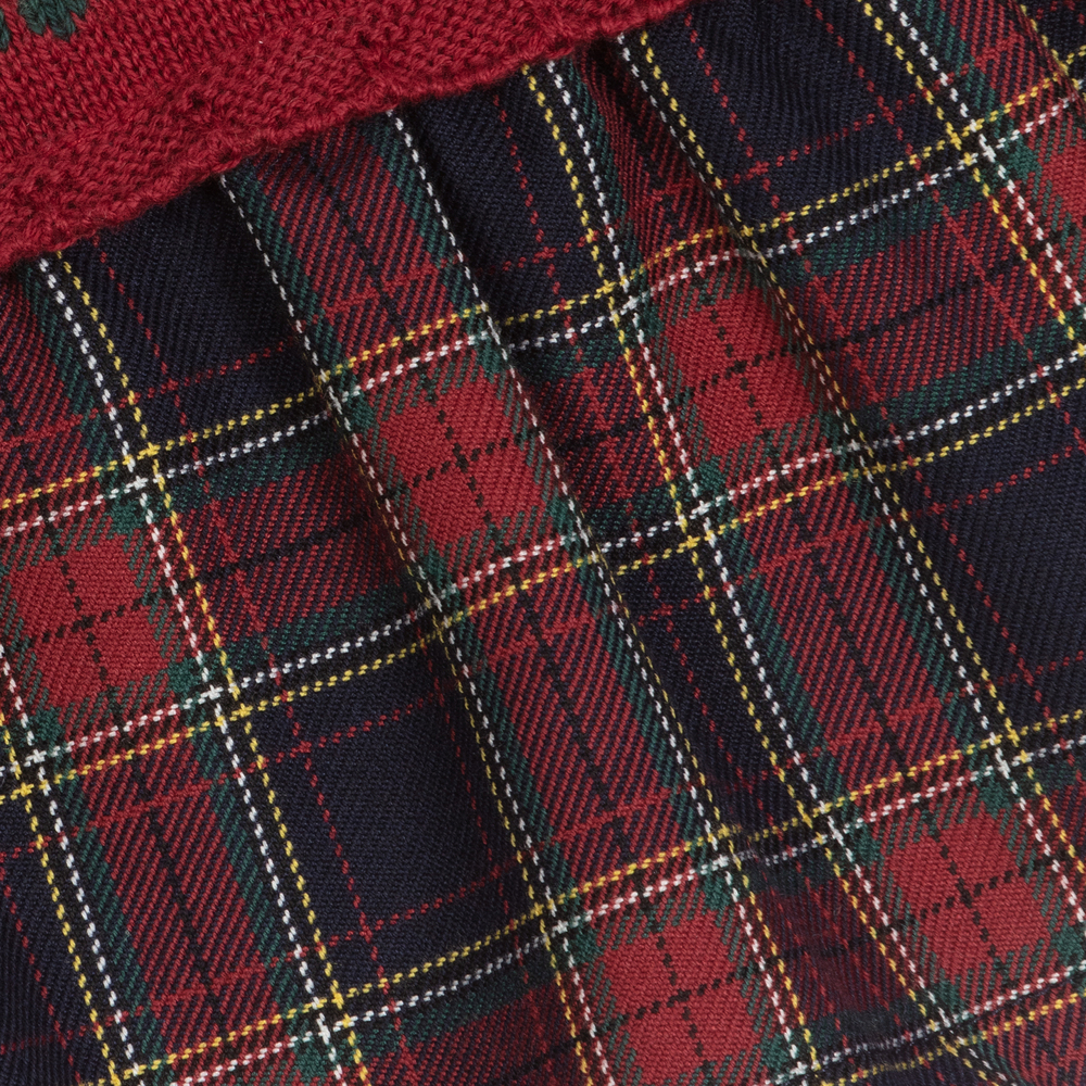 Dr. Kid-فستان مزيج قطن وصوف كاروهات لون أحمر وكحلي | Childrensalon Outlet