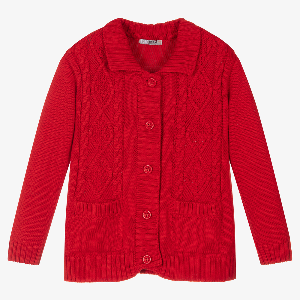 Dr. Kid - Girls Red Cotton Cardigan | Childrensalon