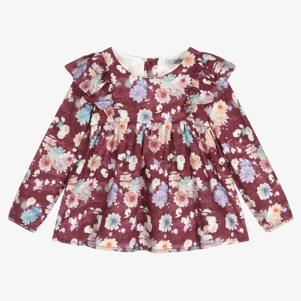 Dr. Kid - Girls Red Floral Blouse | Childrensalon