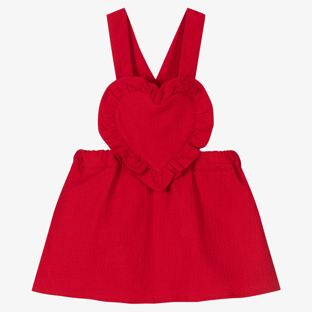Dr. Kid - Girls Red Heart Pinafore Dress | Childrensalon