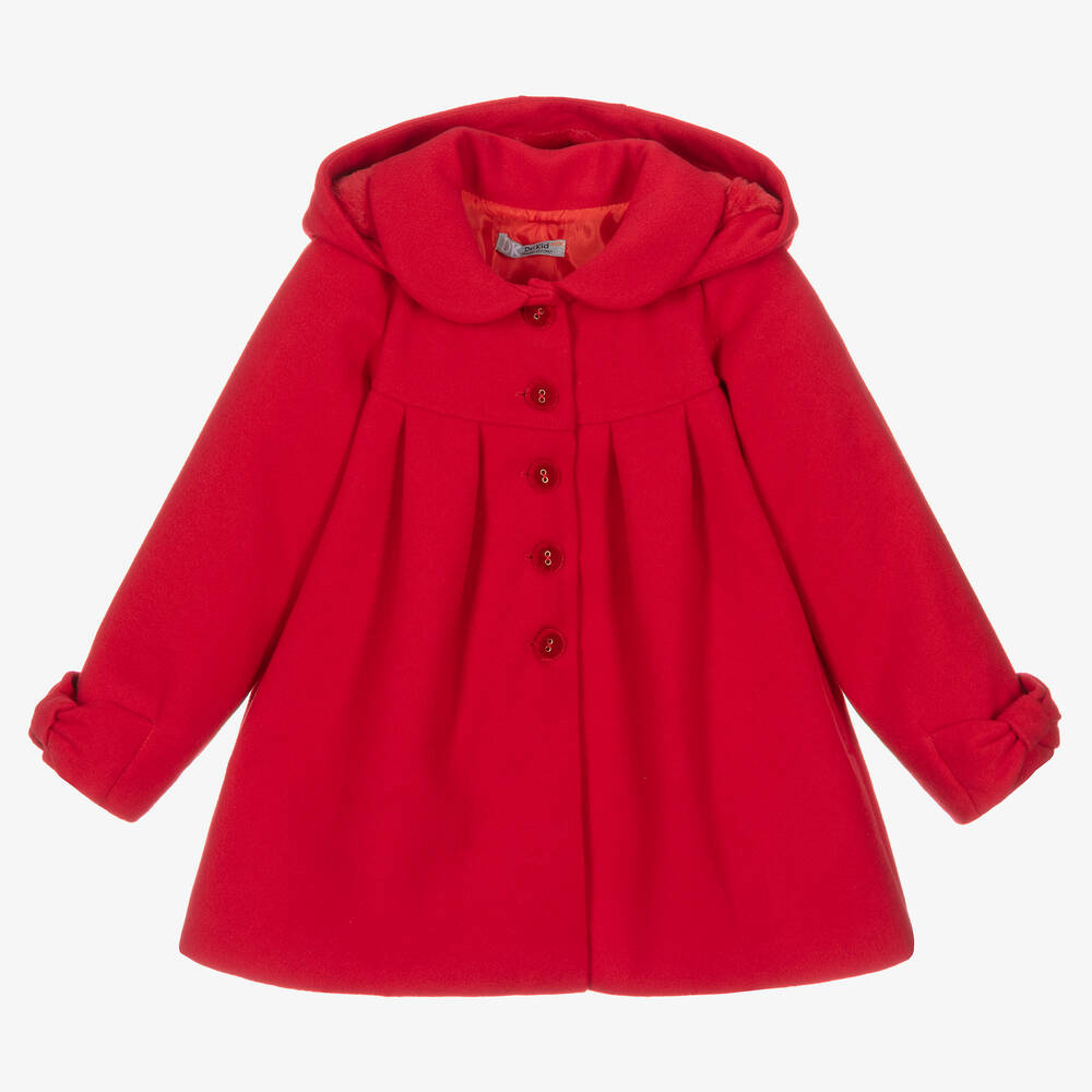 Dr. Kid - Girls Red Hooded Coat  | Childrensalon