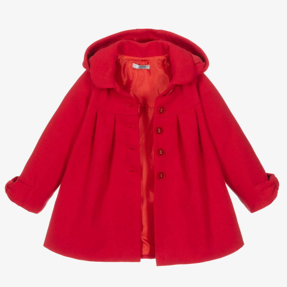 Dr. Kid-Girls Red Hooded Coat  | Childrensalon Outlet