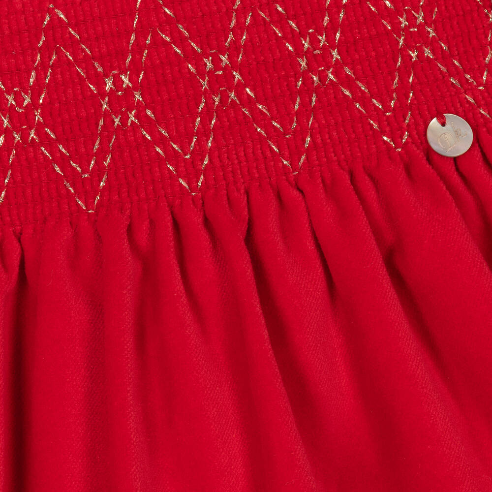 Dr. Kid-Красное бархатное платье со сборками | Childrensalon Outlet
